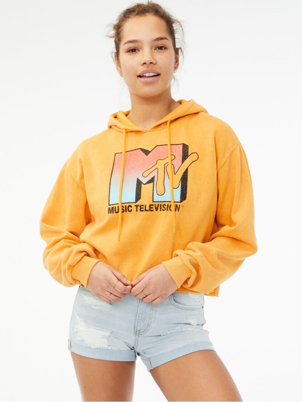 MTV Yellow Orange Logo Sweatshirt Hoodie
